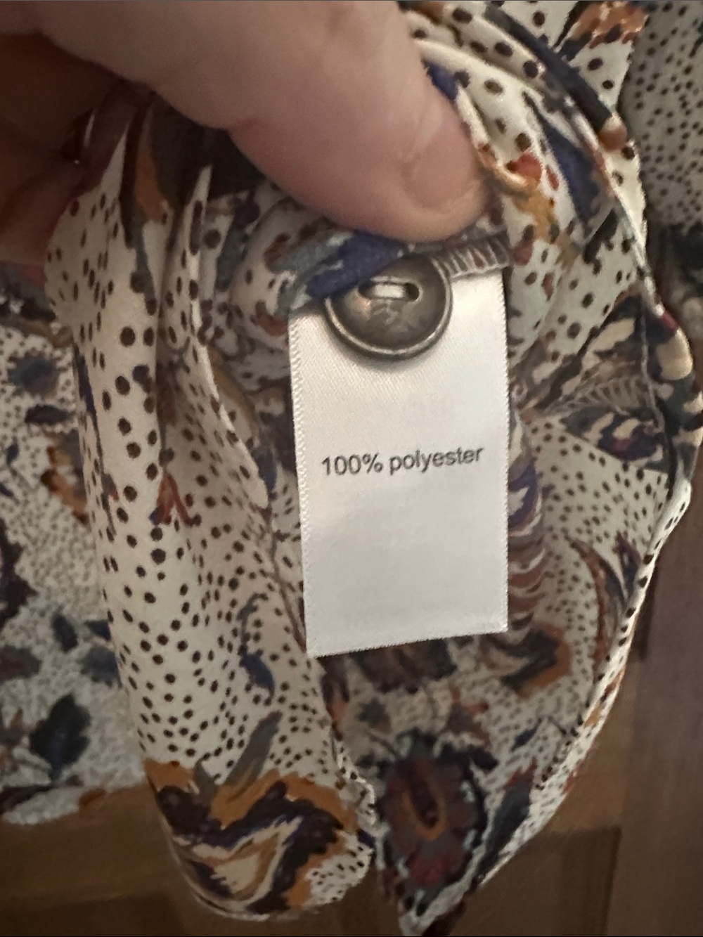 Maurice’s XXL Women's White Floral Blouse with Navy & Mustard Accents - Picture 6 of 6